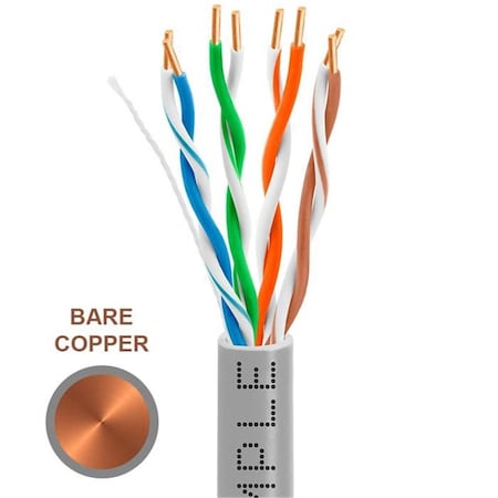 1000 Ft. 350 MHz Cat5e Bulk In-Wall Cable 24 AWG Bare Copper - Gray